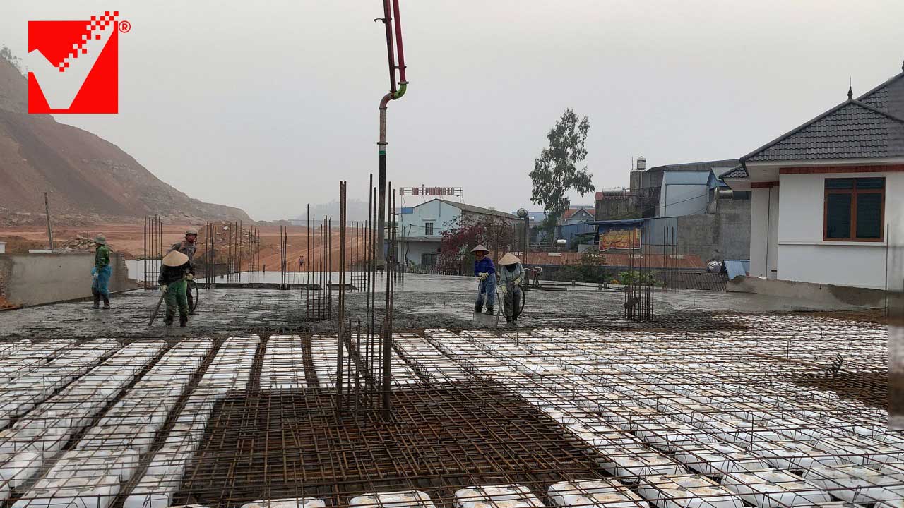 Thi công sàn phẳng công trình Ngọc Mãi tại Thái Nguyên