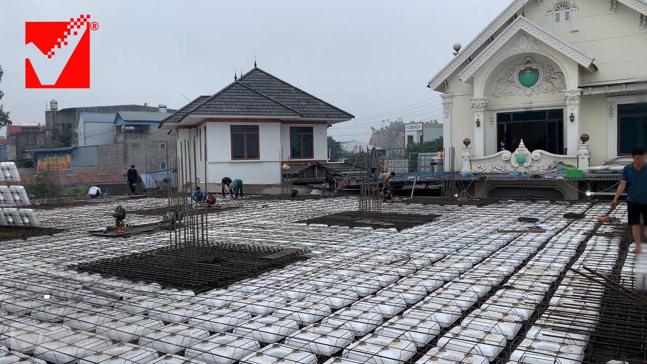 Thi công sàn phẳng công trình Ngọc Mãi tại Thái Nguyên