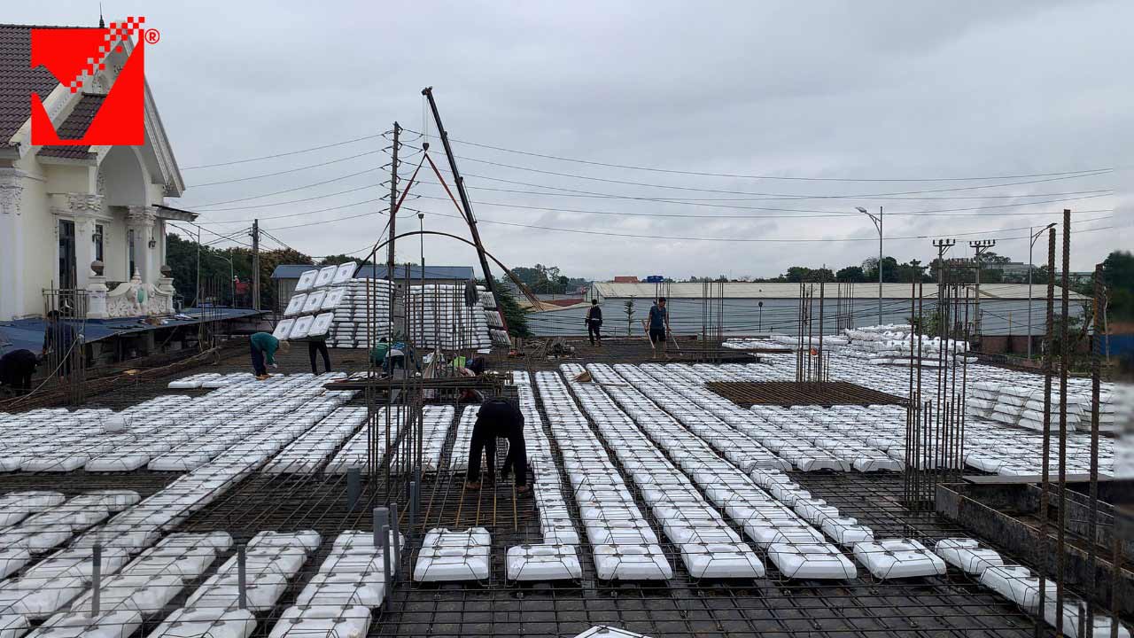 Thi công sàn phẳng công trình Ngọc Mãi tại Thái Nguyên