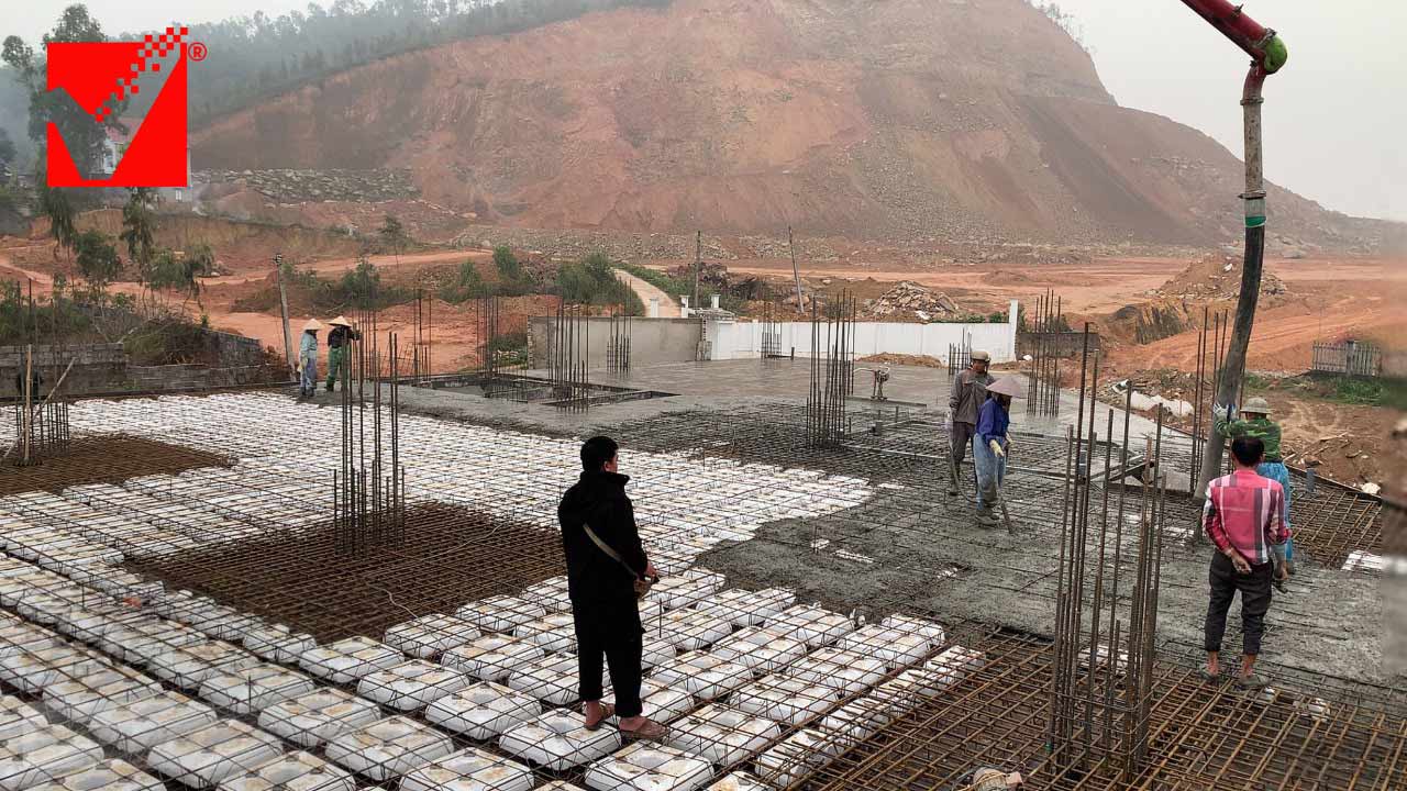 Thi công sàn phẳng công trình Ngọc Mãi tại Thái Nguyên