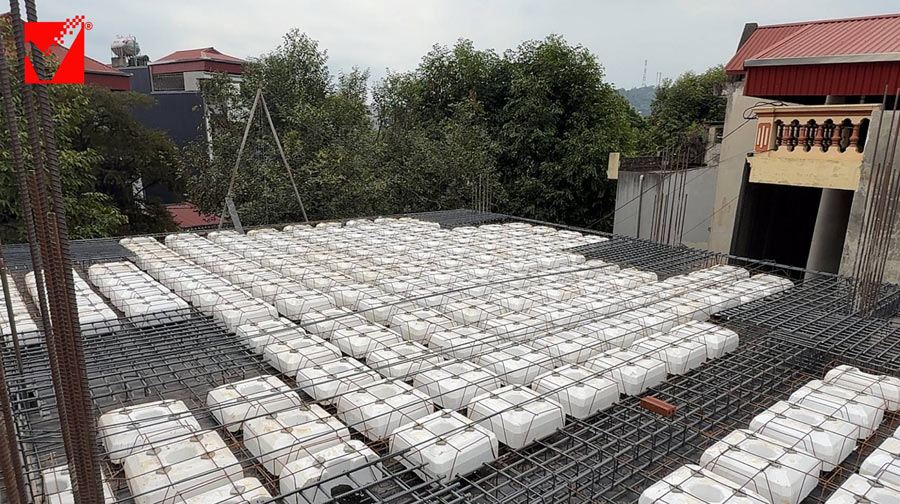 Thi công sàn phẳng hộp xốp công trình Quang Minh - Lào Cai