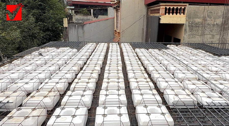 Thi công sàn phẳng hộp xốp công trình Quang Minh - Lào Cai