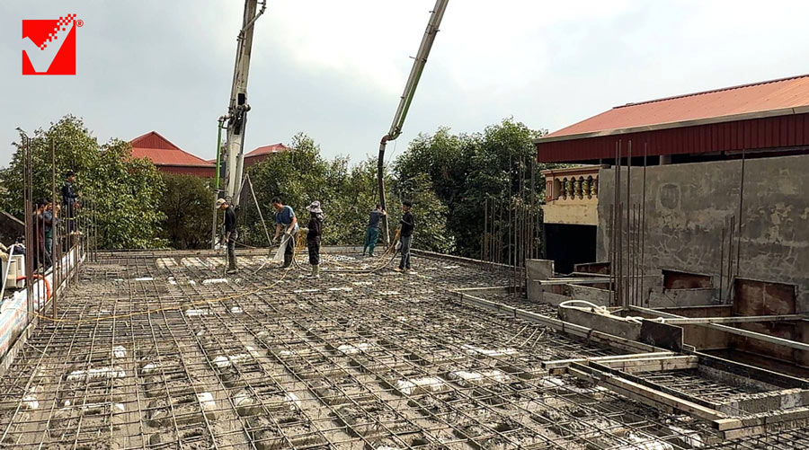 Thi công sàn phẳng hộp xốp công trình Quang Minh - Lào Cai