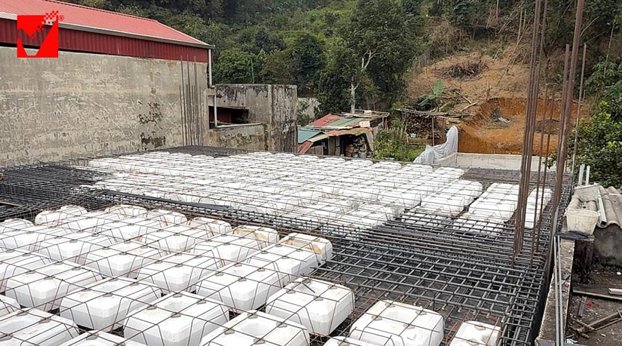 Thi công sàn phẳng hộp xốp công trình Quang Minh - Lào Cai