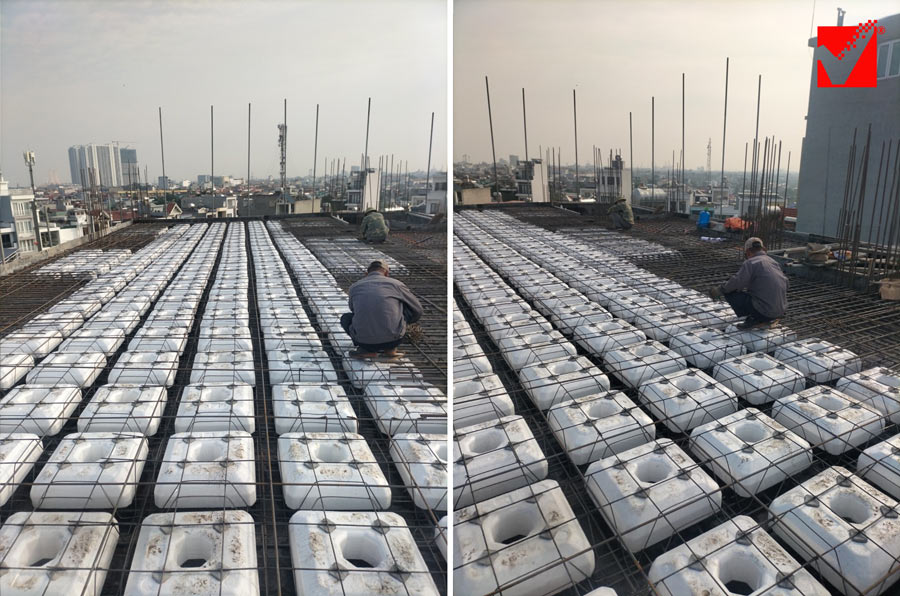 Thi công sàn vượt nhịp VRO công trình VP Đông Á