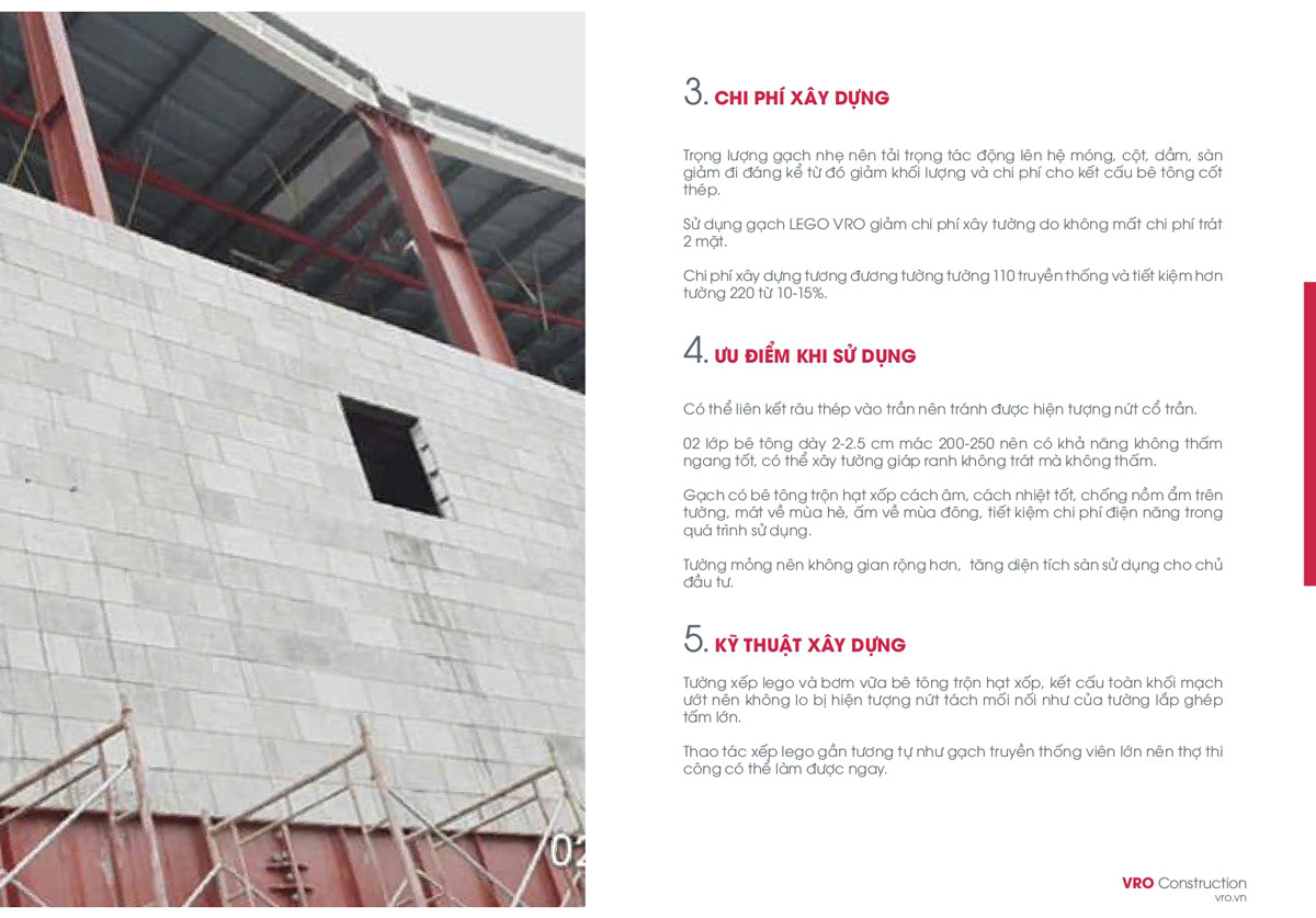 Ưu điểm gạch nhẹ lõi xốp VRO