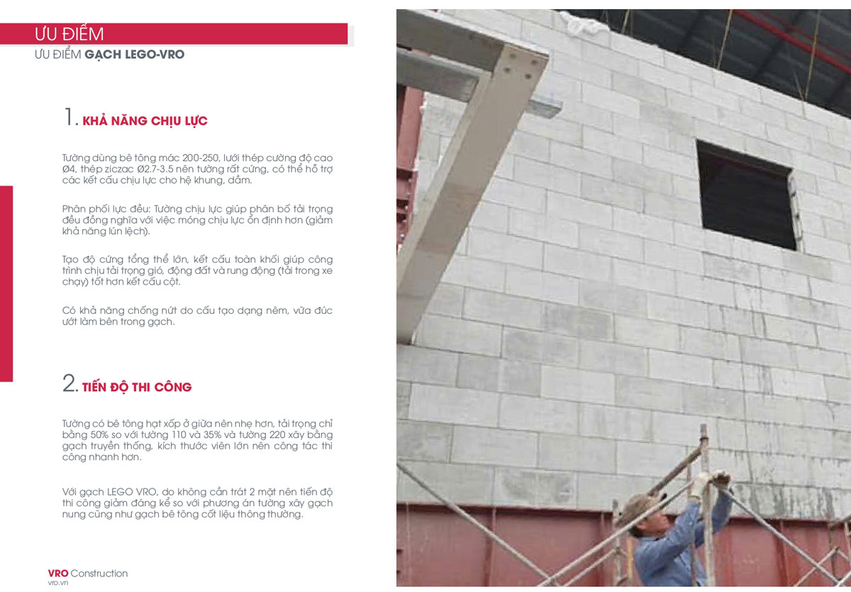 Ưu điểm gạch bê tông nhẹ VRO