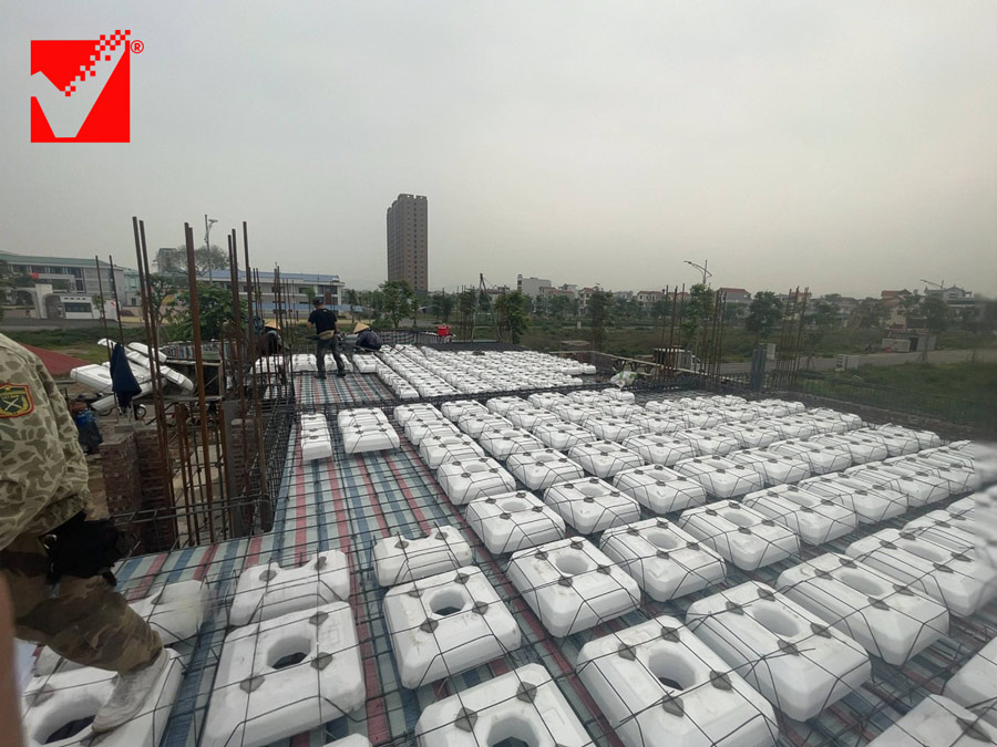 Công trình Nguyễn Thủy thi công sàn phẳng lõi xốp VRO