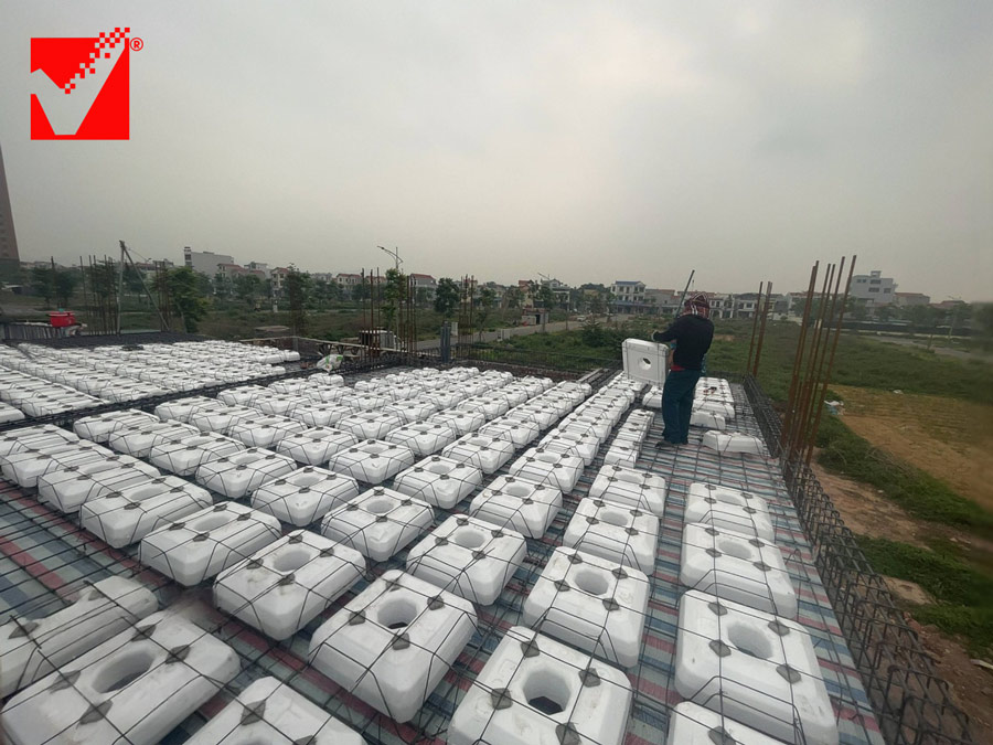 Công trình Nguyễn Thủy thi công sàn phẳng lõi xốp VRO