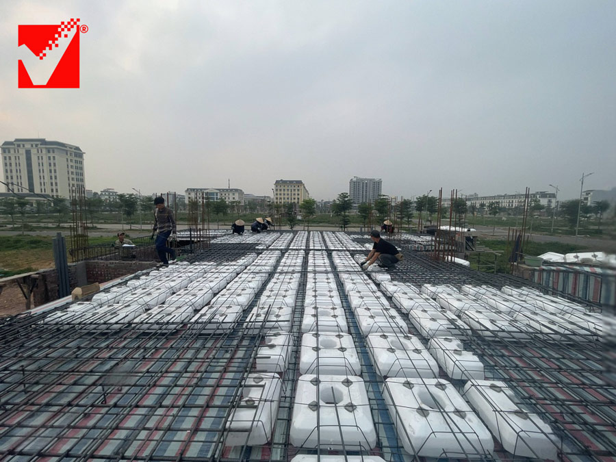Công trình Nguyễn Thủy thi công sàn phẳng lõi xốp VRO