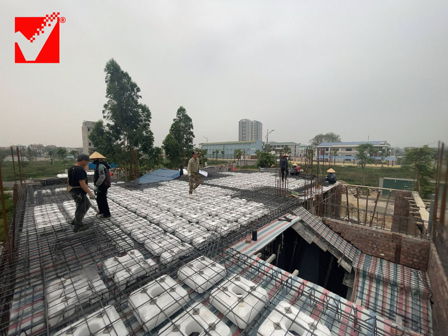 Công trình Nguyễn Thủy thi công sàn phẳng lõi xốp VRO