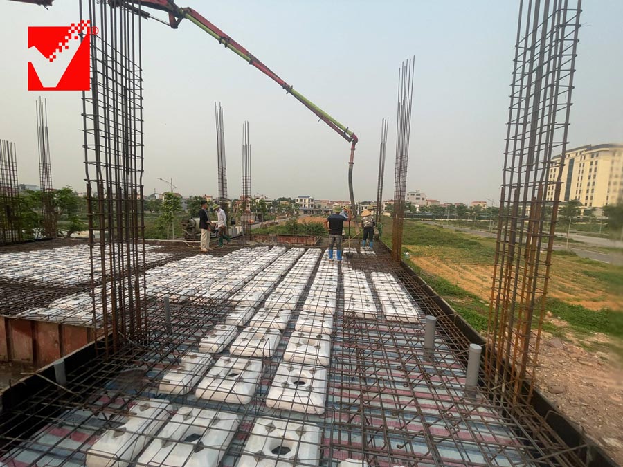 Công trình Nguyễn Thủy thi công sàn phẳng lõi xốp VRO
