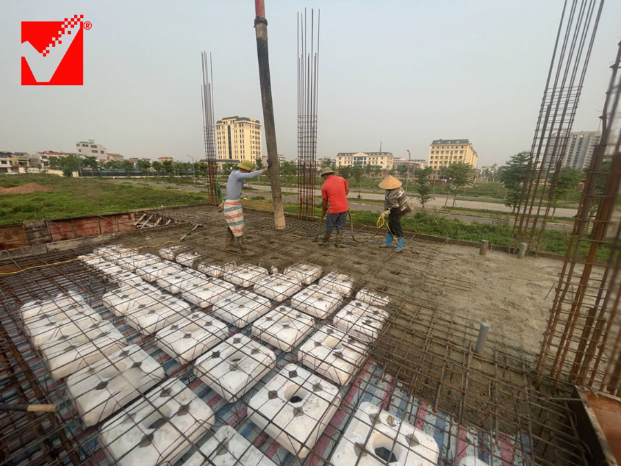 Công trình Nguyễn Thủy thi công sàn phẳng lõi xốp VRO