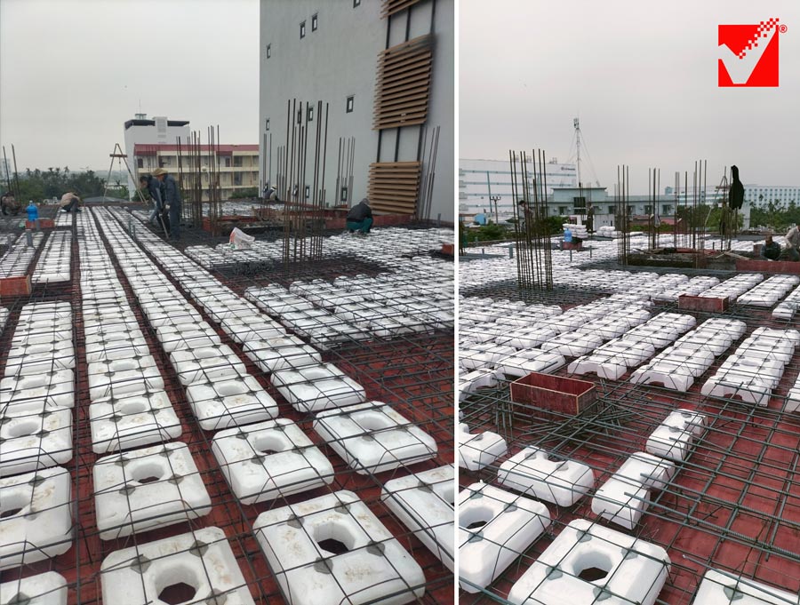 Thi công sàn phẳng VRO TTTM Tràng Duệ - Hải Phòng