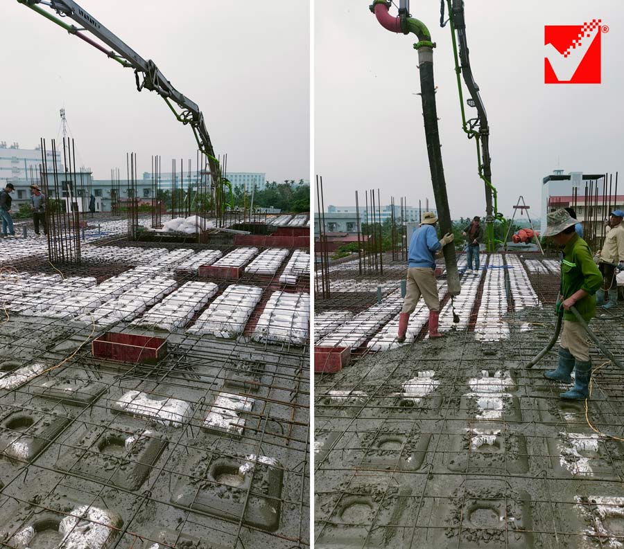 Thi công sàn phẳng VRO TTTM Tràng Duệ - Hải Phòng