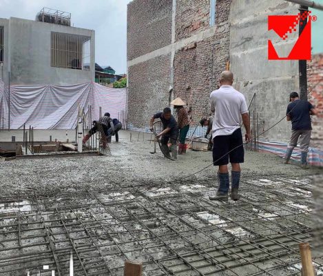 Thi công sàn phẳng không dầm công trình Minh Khang - Nam Định