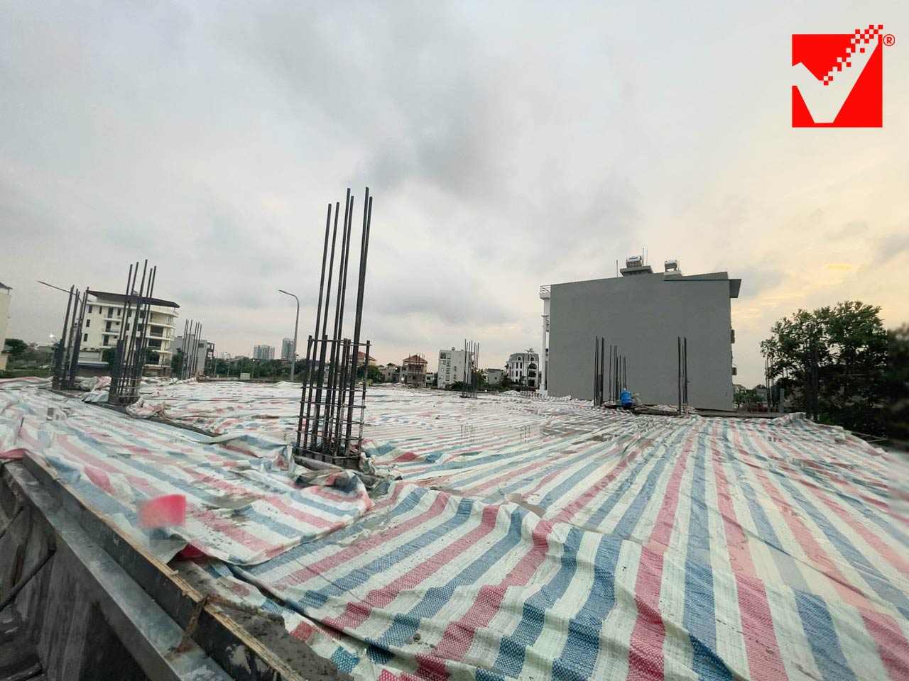 Thi công sàn phẳng vượt nhịp VRO công trình Huy Mạnh - Bắc Giang