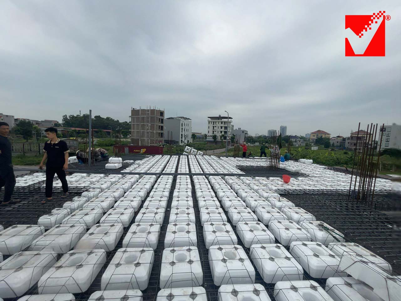 Thi công sàn phẳng vượt nhịp VRO công trình Huy Mạnh - Bắc Giang