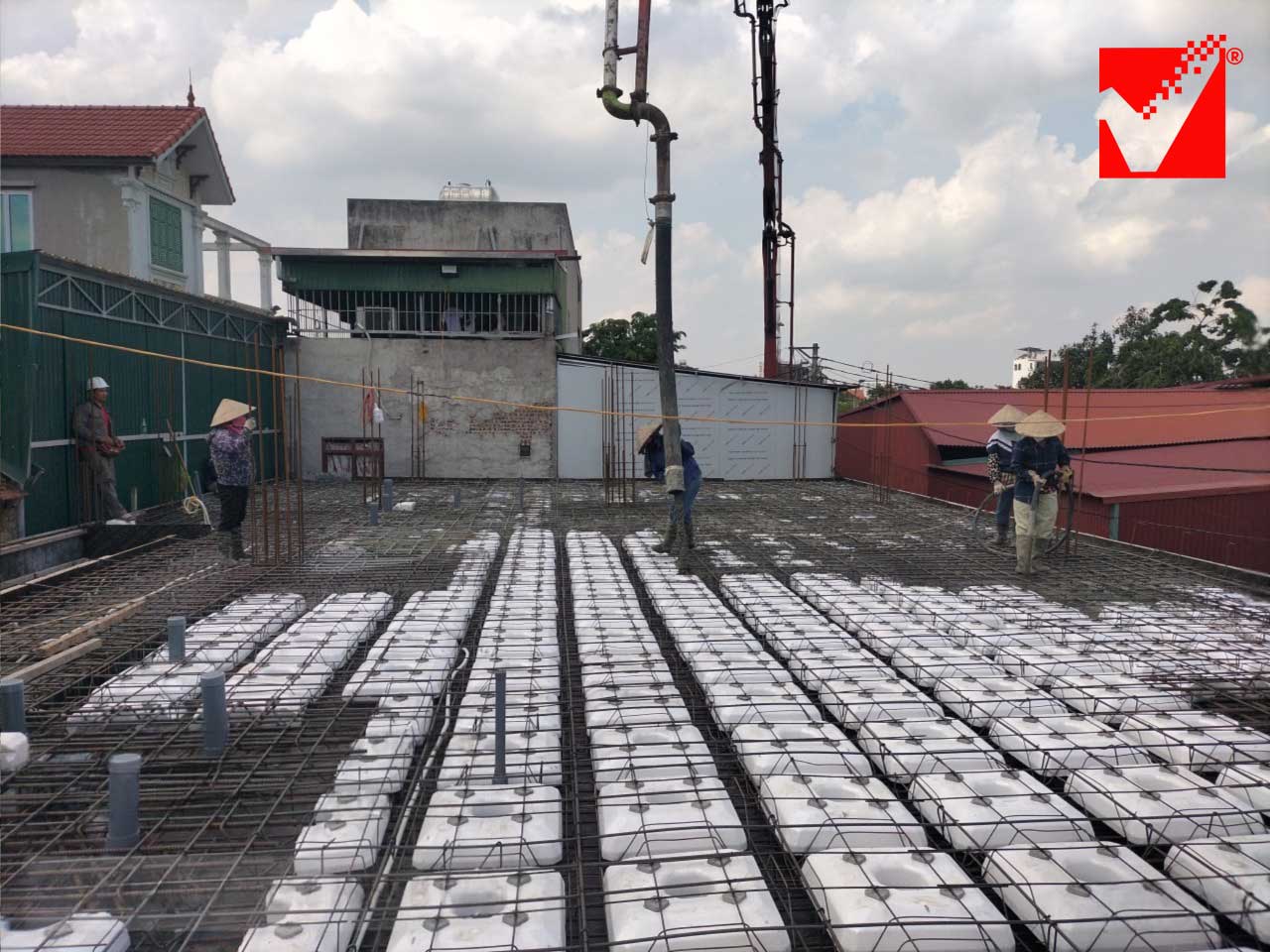 Sàn phẳng lõi xốp công trình Nguyễn Hinh tại Bắc Ninh