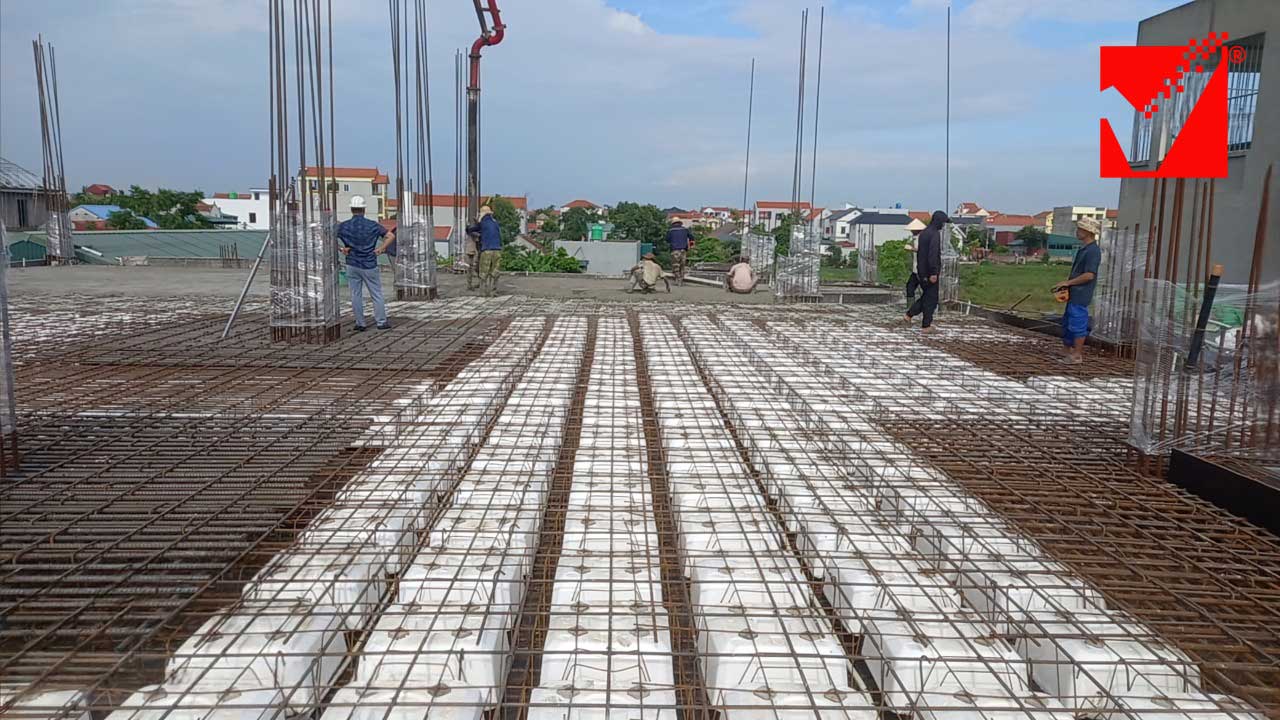 Sàn phẳng vượt nhịp nhà xưởng Anh Viết - Hưng Yên