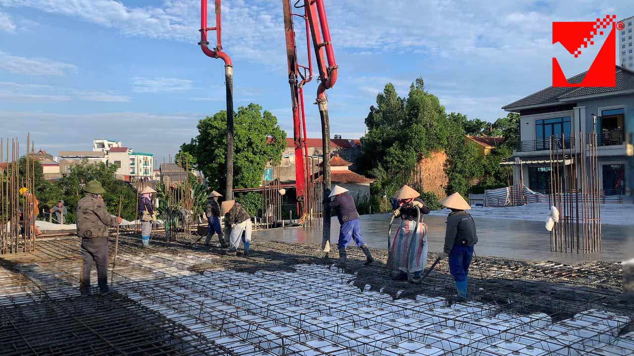 Thi công sàn phẳng VRO công trình điện máy Dũng Thành - TN