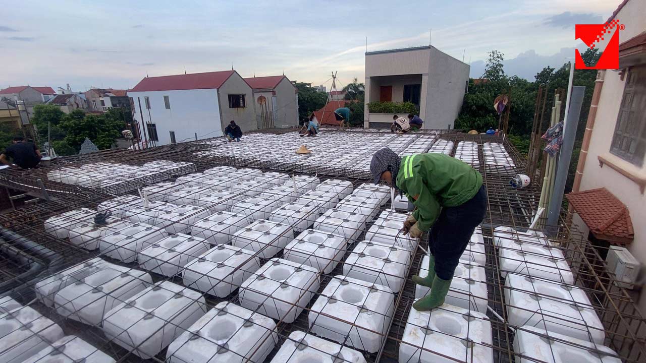 Sàn phẳng lõi xốp công trình Long Nhật - Đông Anh