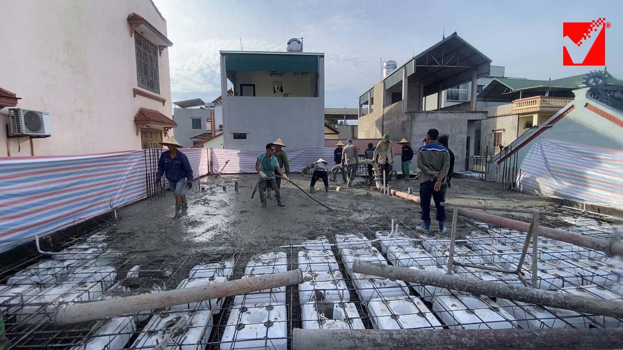 Sàn phẳng lõi xốp công trình Long Nhật - Đông Anh