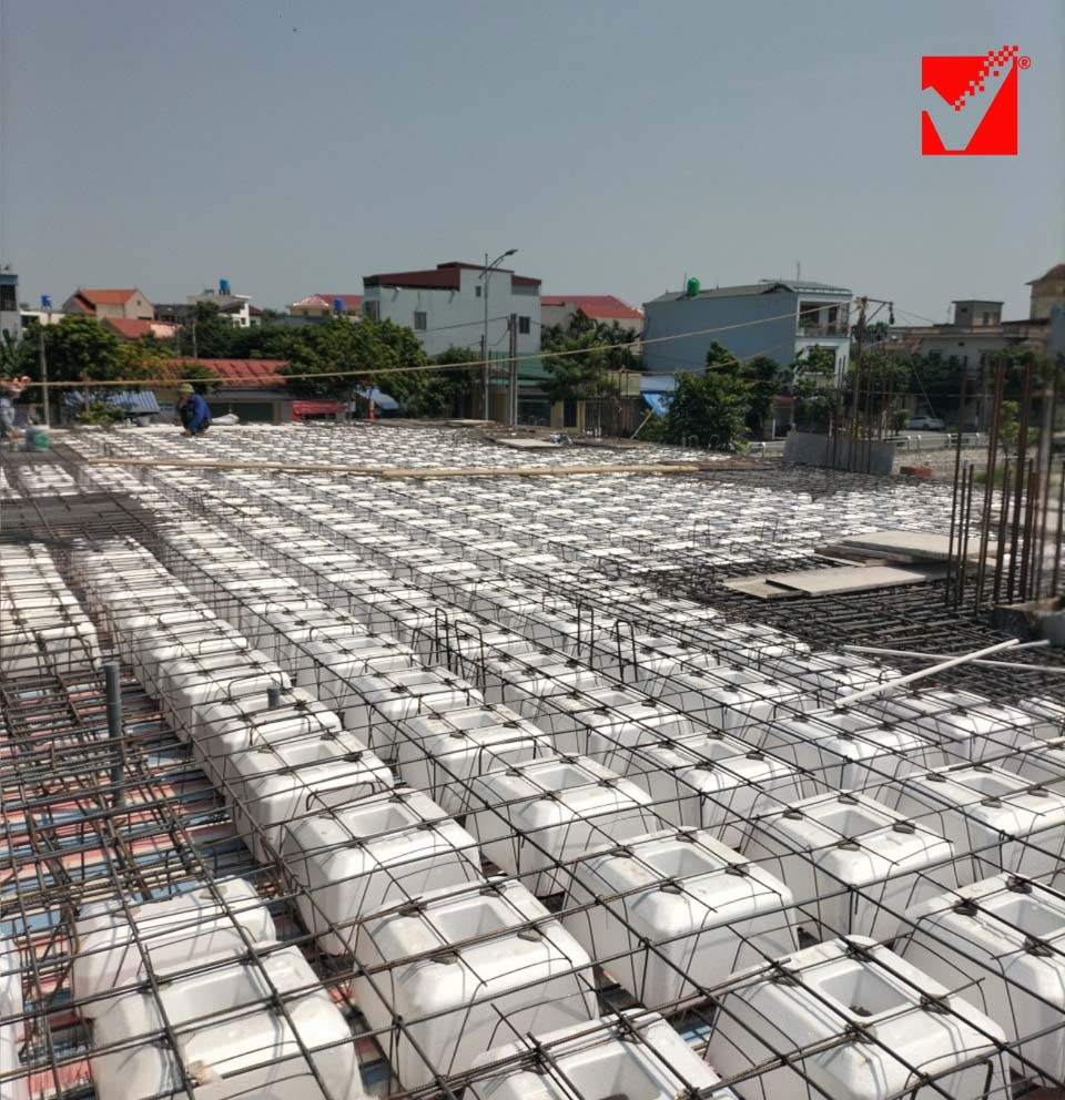 Thi công sàn vượt nhịp VRO công trình Quang Giang - Thái Bình