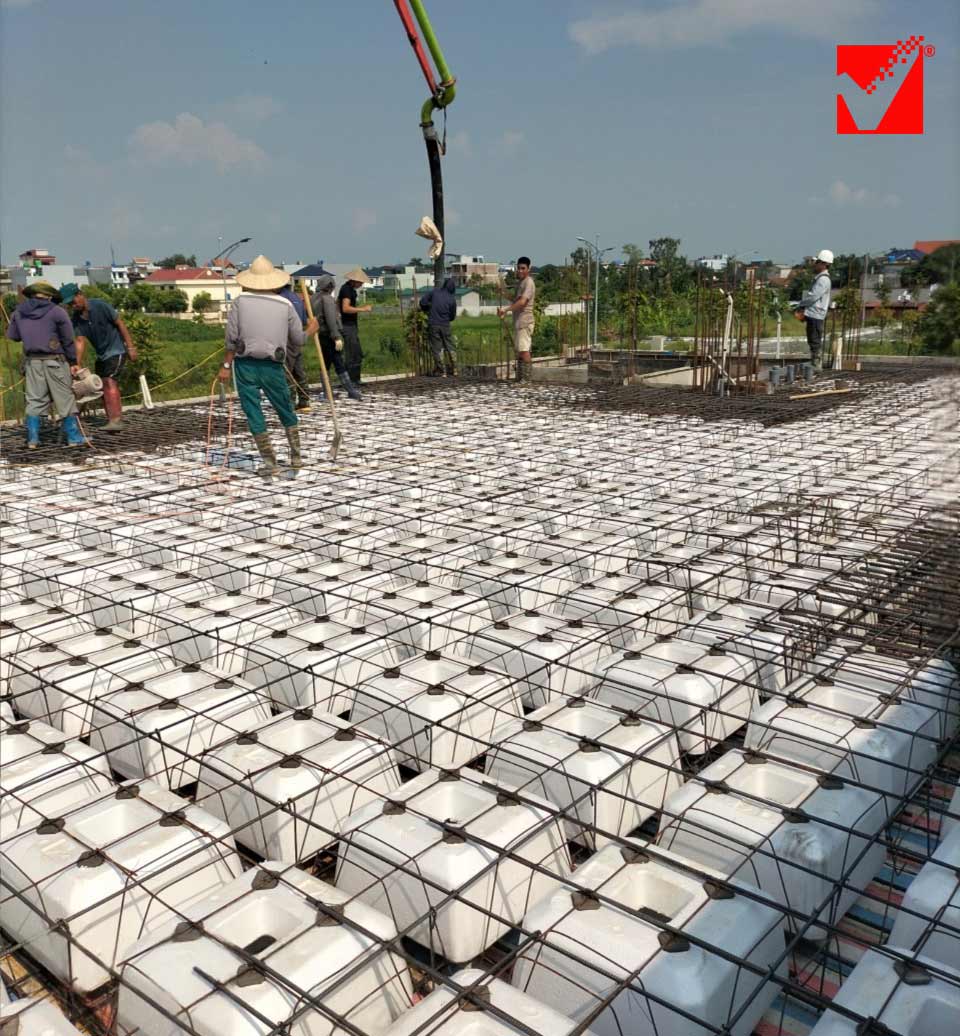 Thi công sàn vượt nhịp VRO công trình Quang Giang - Thái Bình