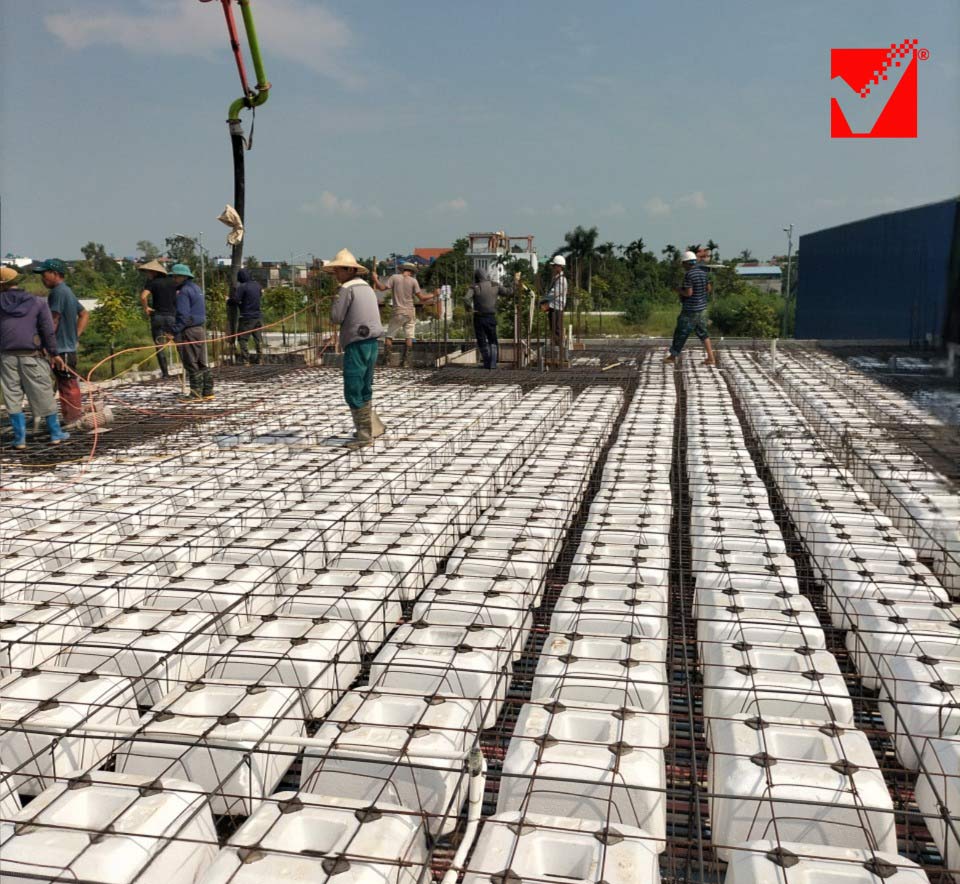 Thi công sàn vượt nhịp VRO công trình Quang Giang - Thái Bình