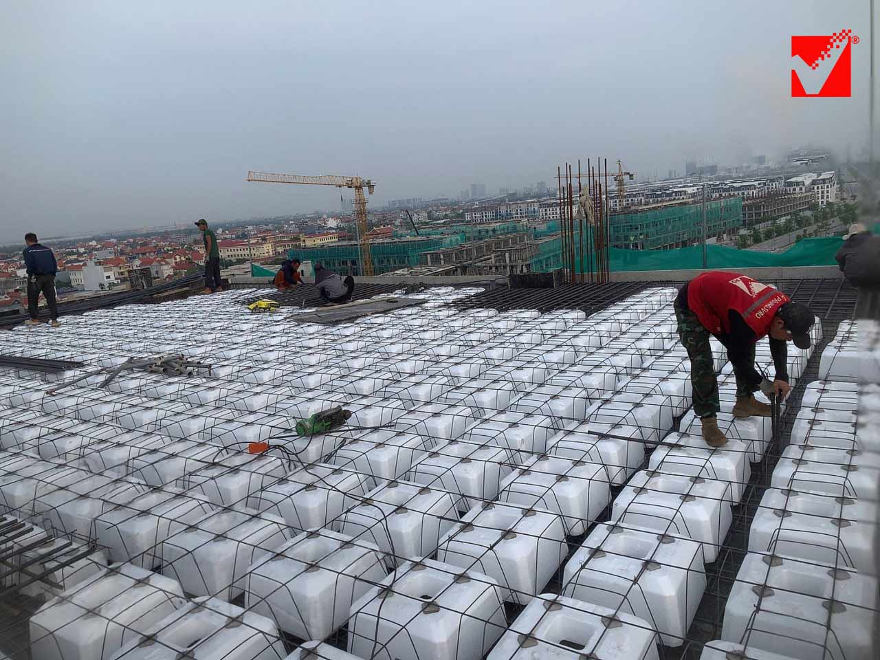 Thi công sàn xốp VRO công trình Duy Cương - Hải Phòng