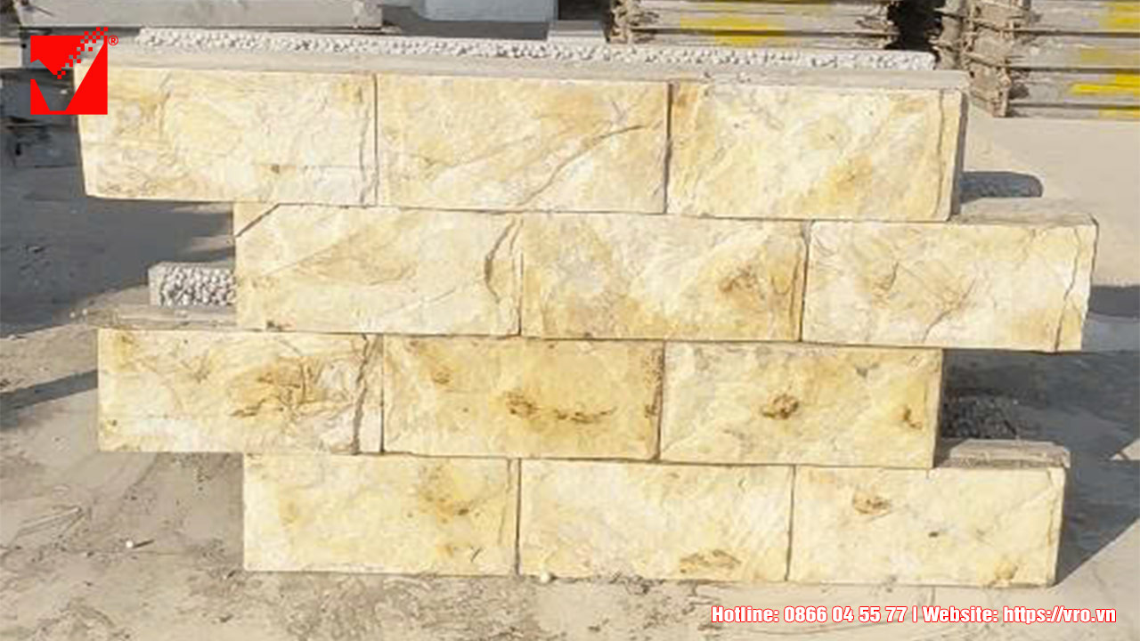 Mẫu gạch bê tông giả đá xây tường VRO