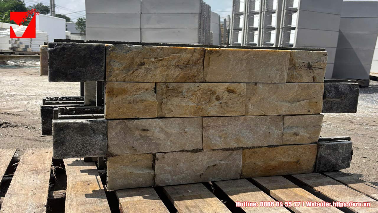 Mẫu gạch bê tông giả đá xây tường VRO