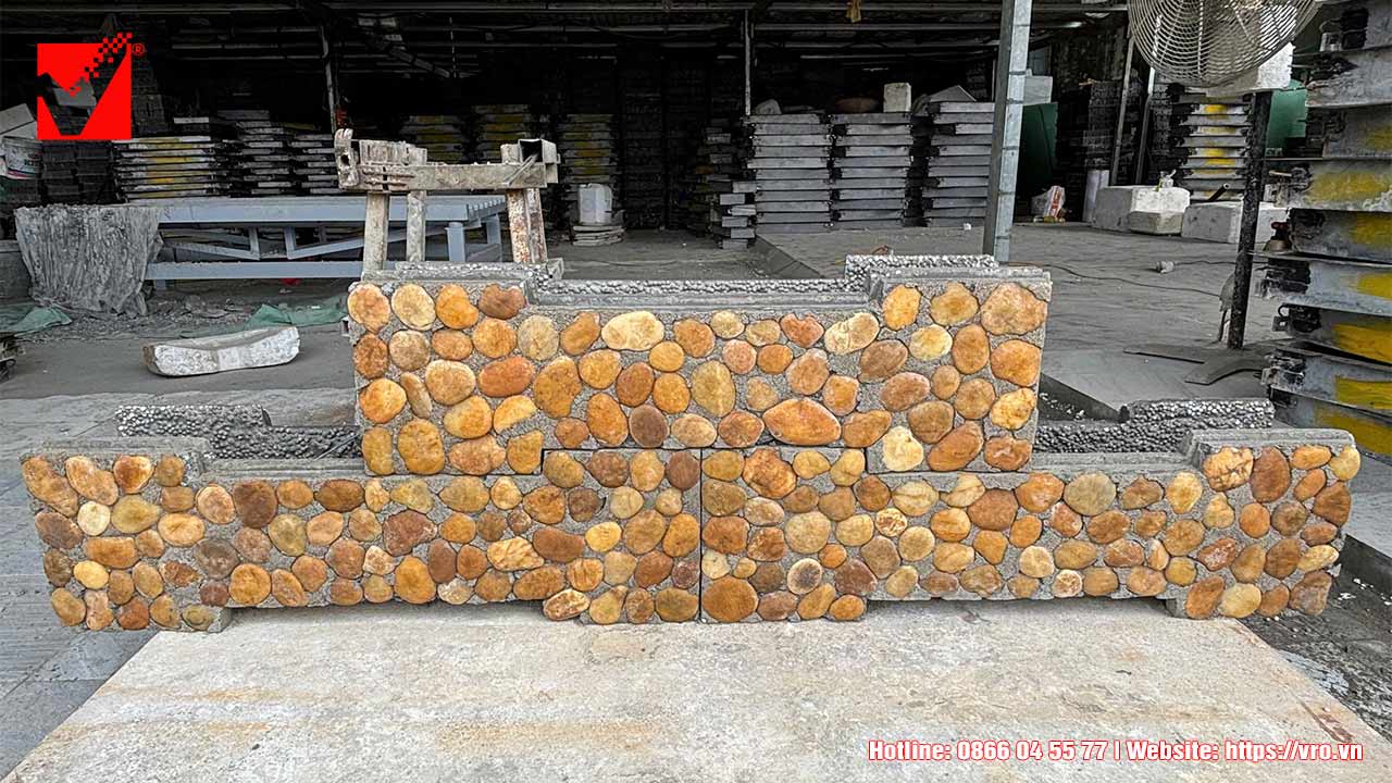 Mẫu gạch bê tông giả đá xây tường VRO